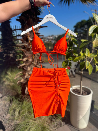 Saia Fiorella Maitê Glow Laranja Neon