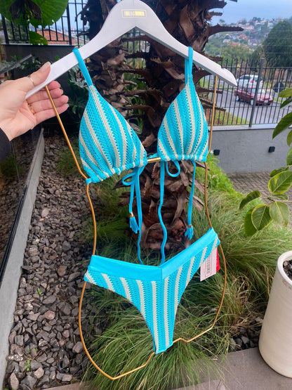 Biquini Fiorella Genova Tricot Bali Azul Capri/Nude