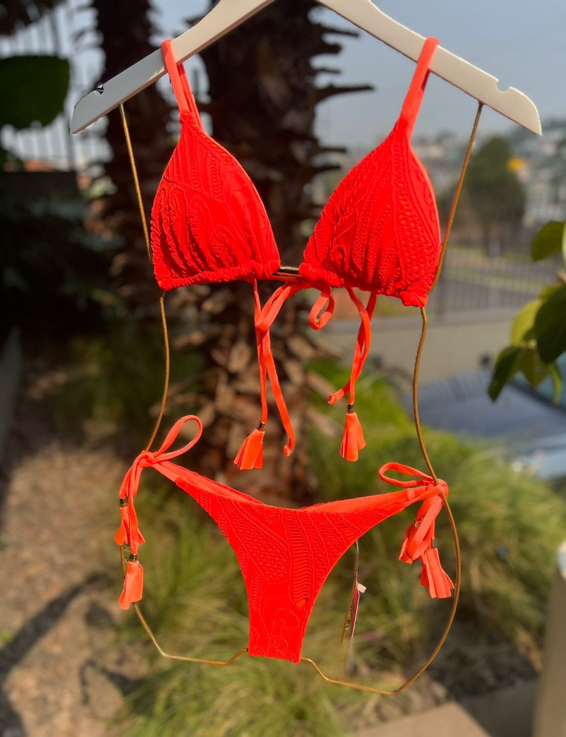 Biquini Fiorella Elloah Renda Laranja Neon