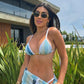 Saia Fiorella Filó Azul/Branca