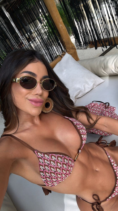 Biquini Elloah Cartagena Marrom/Rosa