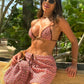 Biquini Anitta Tricot Cartagena Marrom/Rosa
