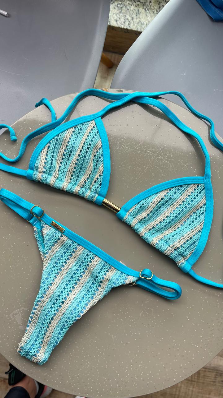 Biquini Anitta Tricot Bali Azul Capri/Nude II