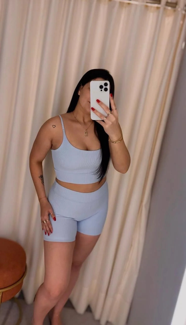 Top Maria Alice Canelado Azul Candy