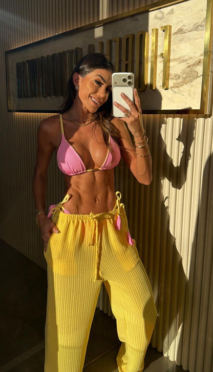 Biquini Elloah Poliamida Rosa Candy/Amarelo Manteiga