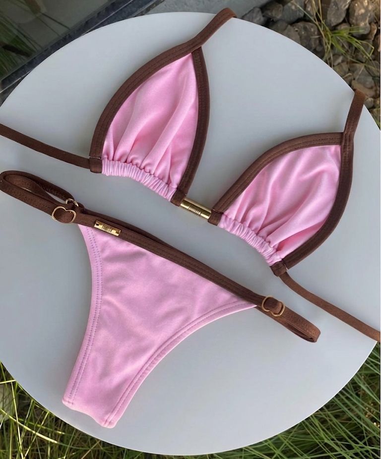 Biquini Anitta Glow Poliamida Rosa Candy/Marrom