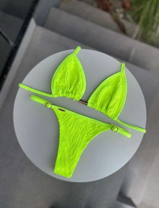 Biquini Anitta Renda Amarelo Neon