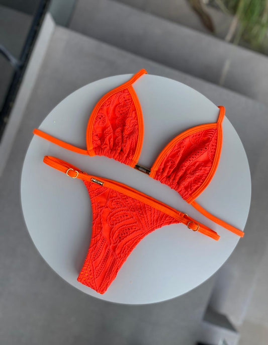 Biquini Anitta Renda Laranja Neon