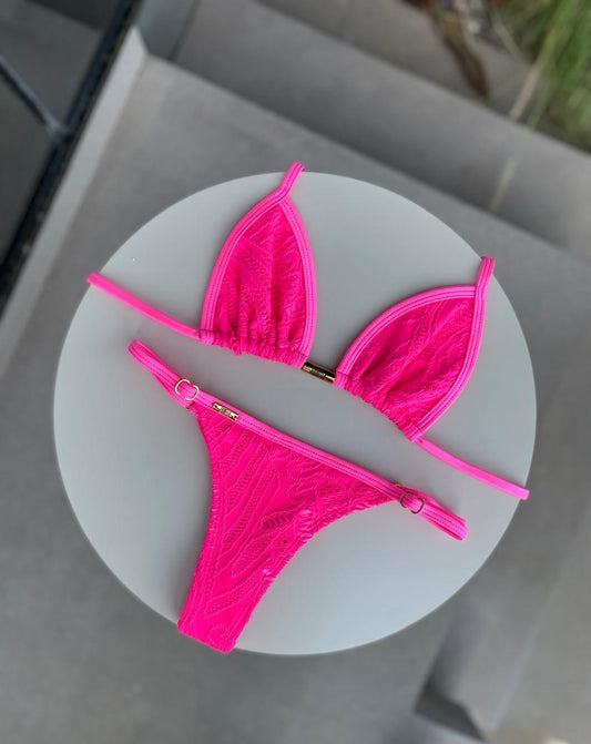 Biquini Anitta Renda Rosa Neon