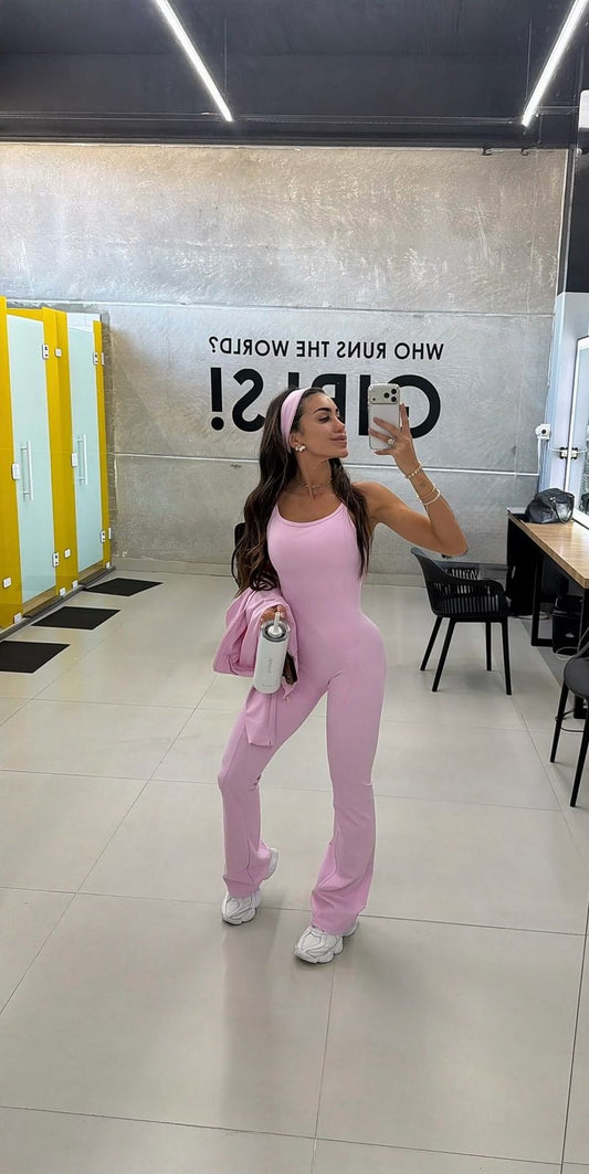 Macacão Celina Flare Rosa Candy