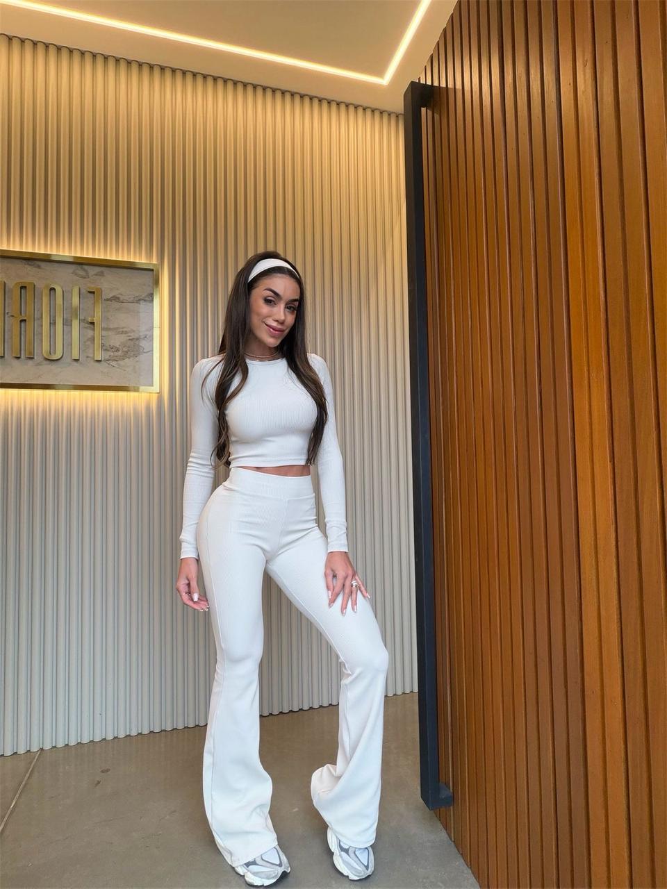 Legging Malu Flare Canelada Off White