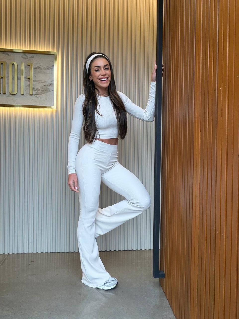 Legging Malu Flare Canelada Off White