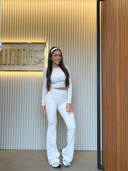Legging Malu Flare Canelada Off White