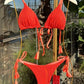 Biquini Fiorella Elloah Renda Laranja Neon