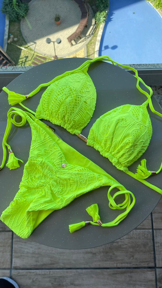 Biquini Elloah Renda Amarelo Neon