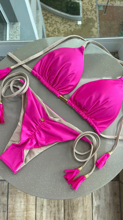 Biquini Elloah Glow Fúcsia/Dourado