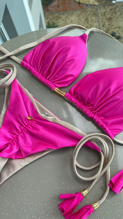 Biquini Elloah Glow Fúcia/Dourado