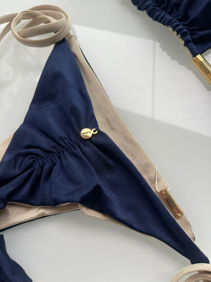 Biquini Elloah Glow Azul Marinho/Dourado