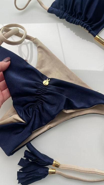 Biquini Elloah Glow Azul Marinho/Dourado