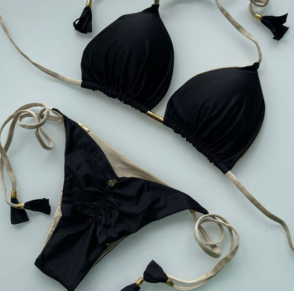 Biquini Elloah Glow Preto/Dourado