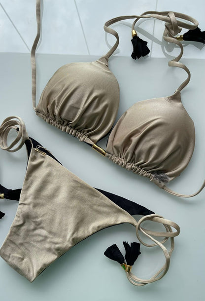 Biquini Elloah Glow Preto/Dourado