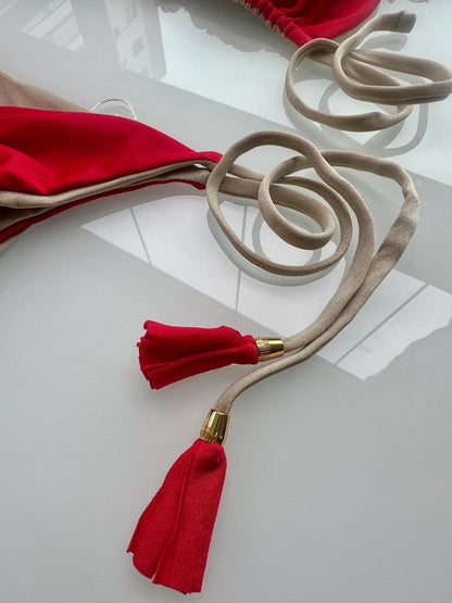 Biquini Elloah Glow Vermelho/Dourado