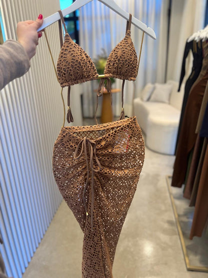 Saia Midi Coconut Azul Candy