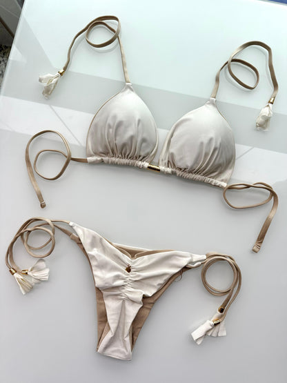 Biquini Elloah Glow Off White/Dourado