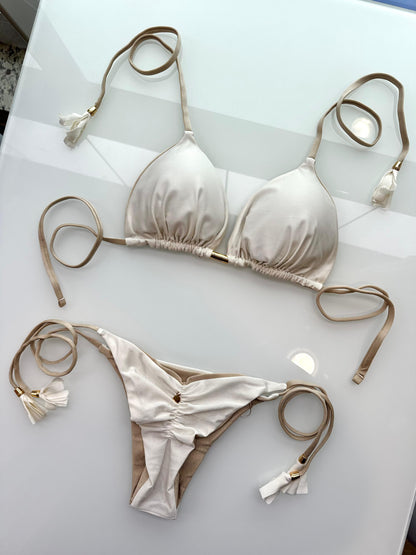 Biquini Elloah Glow Off White/Dourado