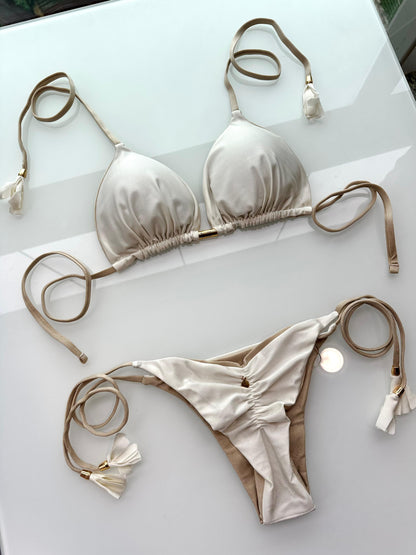 Biquini Elloah Glow Off White/Dourado