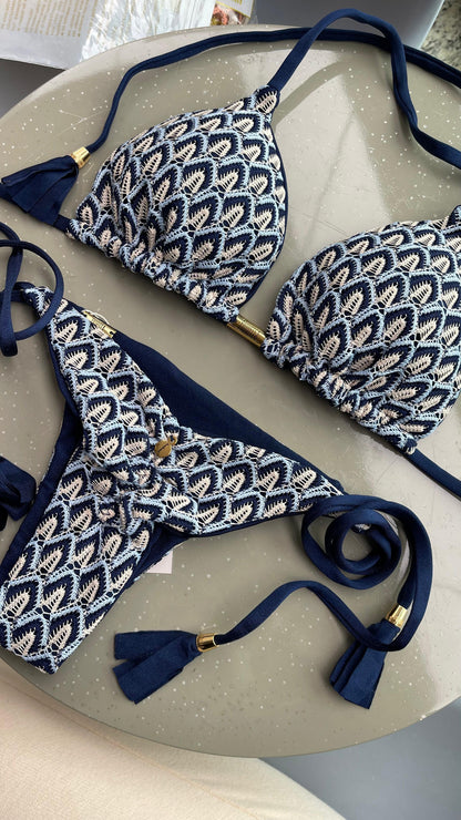 Biquini Elloah Tricot Cartagena Azul Marinho