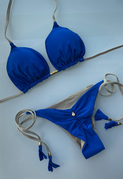 Biquini Elloah Glow Azul Bic/Dourado