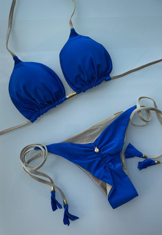 Biquini Elloah Glow Azul Bic/Dourado