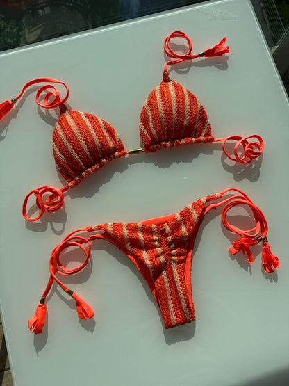 Biquini Elloah Tricot Bali Laranja/Nude