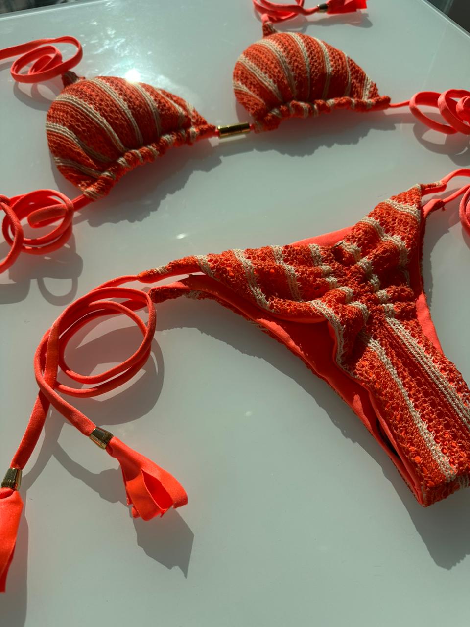 Biquini Elloah Tricot Bali Laranja/Nude