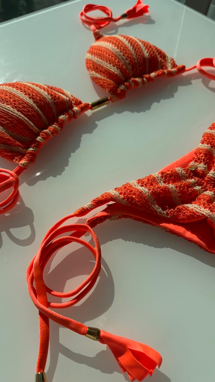 Biquini Elloah Tricot Bali Laranja/Nude