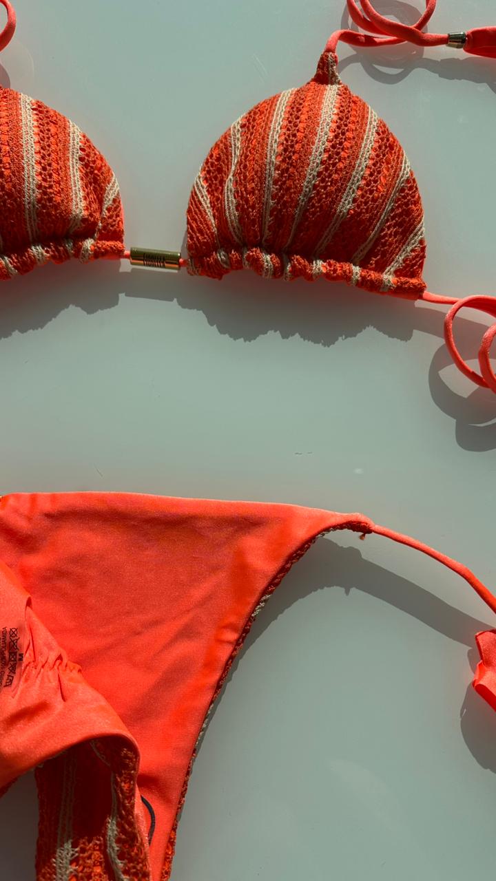 Biquini Elloah Tricot Bali Laranja/Nude