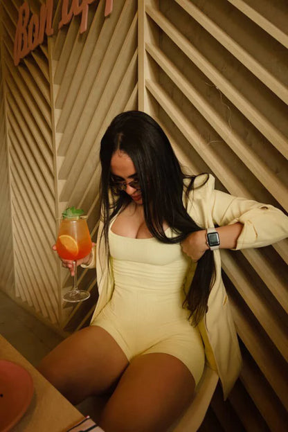 Macaquinho Serena Canelado Amarelo Manteiga