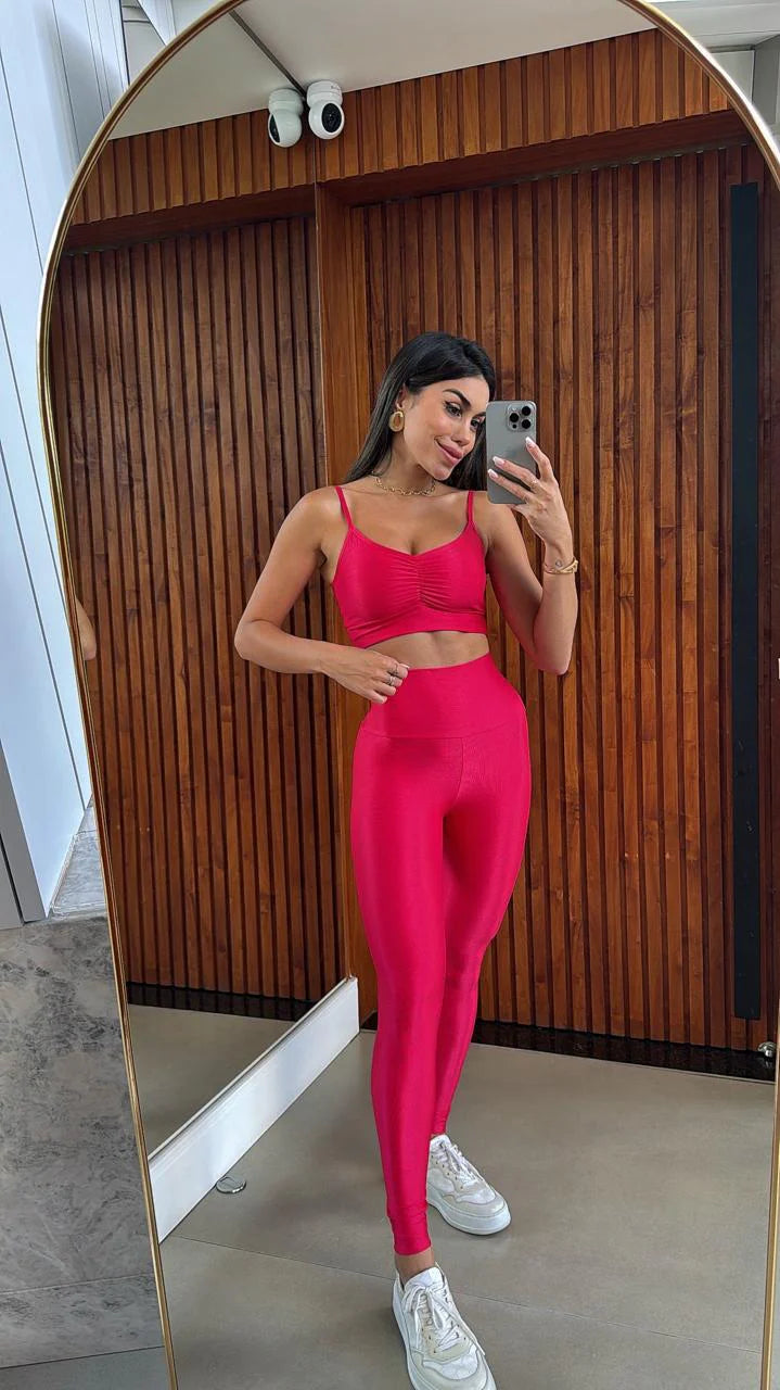 Top Donatella Microcanelado Cereja