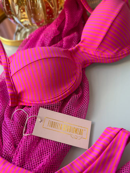 Biquini Marry Rosa/Listras Laranja