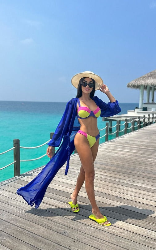 Biquini Fiorella Zahra Lurex Rosa/Amarelo/Roxo