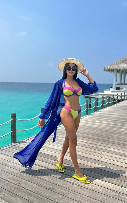 Biquini Fiorella Zahra Lurex Rosa/Amarelo/Roxo