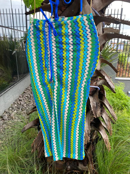 Saia Midi Signature Azul Bic/Verde