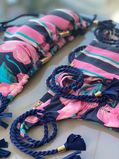 Biquini Geovanella Floral Azul Marinho