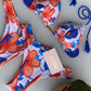 Biquini Fiorella Camélia Floral/Listrado Branco/Azul