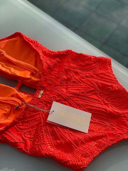 Body Fiorella Palloma Renda Laranja Neon