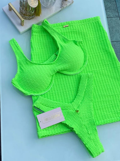 Saia Fiorella Texturizada Verde Lemon