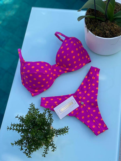 Biquini Fiorella Marry Poá/Listrado Laranja