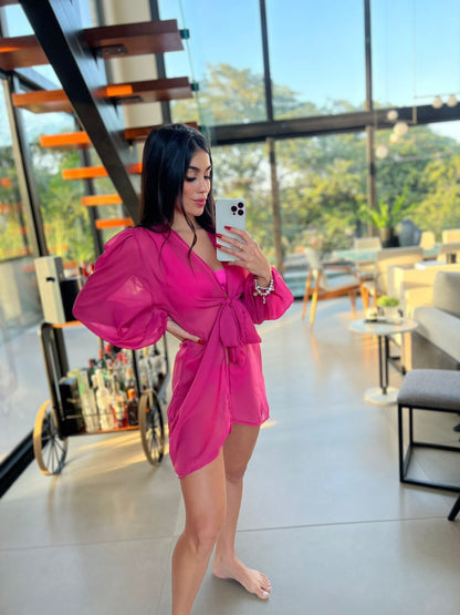 Saída de Praia Fiorella Resort Blazer Pink