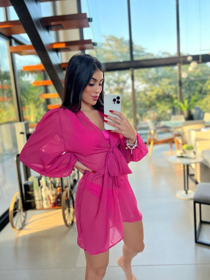 Saída de Praia Fiorella Resort Blazer Pink